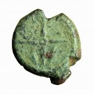 Ancient Greek Coin Syracuse Sicily AE15mm Arethusa / Wheel & Two Dolphins 01734