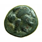 Ancient Greek Coin Rhodes AE10mm Nymph Rhodos / Rosebud 00027