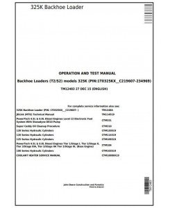 TM12484 - John Deere 325K (T2/S2) Backhoe Loader Service Repair Manual Download