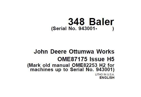 John Deere 348 Baler Operator&acirc;��s Manual OME87175