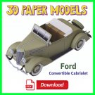 Classic Car Ford Convertible Cabriolet 3D Paper Model - Ford Car Pattern -  Paper Craft Toy