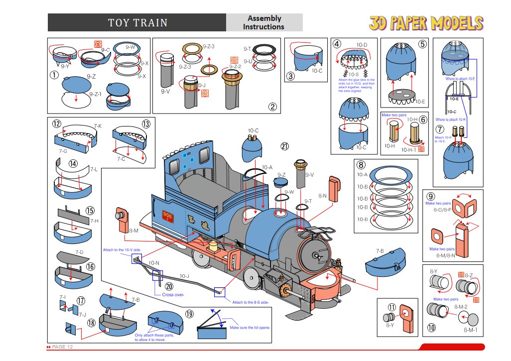 TOY TRAIN 3D PAPER MODEL - DIY printable Toy Train - Toy Train Pattern ...