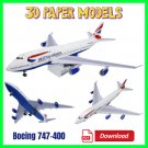 PAPER TOY British Airways Boeing 747-400 3D Paper Model, Toy Aircraft, Kids Adults fun, Download PDF