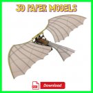 Paper Toy Leonardo da Vinci Glider 3D Paper Model, Toy Helicopter,Toy Aircraft,Download PDF
