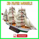 Ships of the world : Sagres II 3D Paper Model, Papercraft Model for Adults and Kids, Download PDF