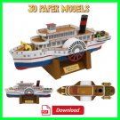 Paddle Steamer (Sidewheeler) 3D Paper Model, Papercraft Model for Adults and Kids, Download PDF