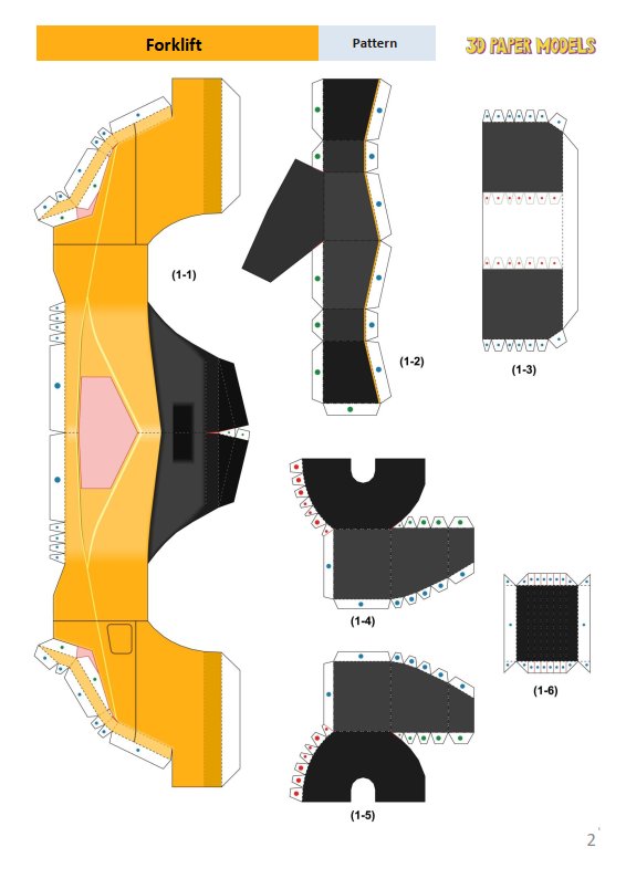 Paper Toy Forklift 3D Paper Model, DIY 3D Papercraft Template, kids ...