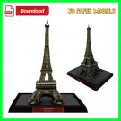 Eiffel Tower 3D Paper Model digital download printable PDF arts and crafts,  DIY 3D Papercraft