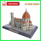 Florence Cathedral, Italy 3D Paper Model Download Printable PDF Arts and Crafts, Fun Adults and Kids