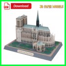 Notre-Dame de Paris, France 3D Paper Model Download Printable PDF Arts and Crafts, Fun Kids Adults