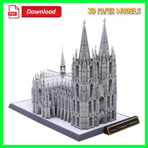 Germany Cologne Cathedral 3D Paper Model Download Printable PDF Arts and Crafts, Fun Kids Adults