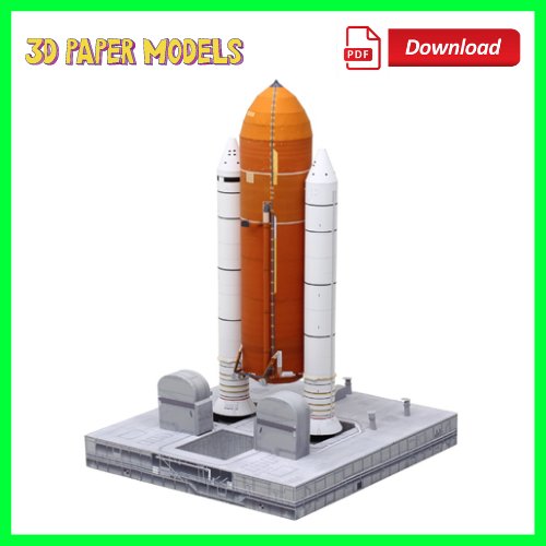 Space Shuttle Fuel Tank and Rocket Set 3D Paper Model, Papercraft Space, Space toys, Download PDF