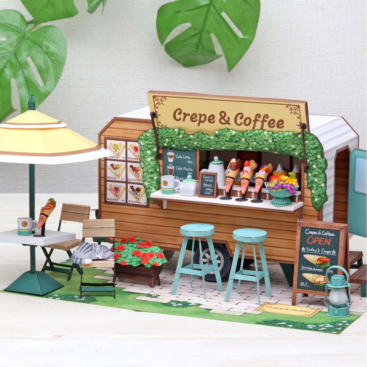 Crepes & Coffee Printable Paper Toy, Assemble and Play, Fun Paper Toy for Kids, Instant Download PDF