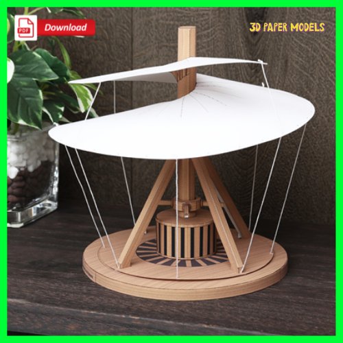Leonardo da Vinci (Helicopter) 3D Paper Model, Paper Plane Antique, kids adults fun, Instant Down