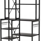 Tribesigns Kitchen Baker's Rack Table with Hooks and Metal Frame, Workstation Organizer Shelf,