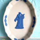 Wedgwood Blue on white Jasperware Pin Tray Scalloped Edge