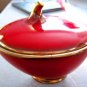 Keramos Austria Apple Red Bowl Lid Art Deco Retro Old
