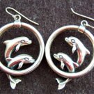 Sterling Silver Earrings Dolphins Designer Hoops