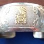 18K and Sterling Silver Cuff Bracelet with Gold Pendant Decoration
