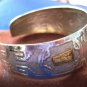 18K and Sterling Silver Cuff Bracelet with Gold Pendant Decoration