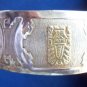 18K and Sterling Silver Cuff Bracelet with Gold Pendant Decoration