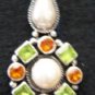 Pendant Sterling Silver Peridots Pearls Citrines Ladies Stunning Long Intricate Design