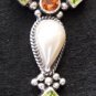Pendant Sterling Silver Peridots Pearls Citrines Ladies Stunning Long Intricate Design