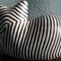 Cat Laurel Burch Style Wood Solid Black White Stripes Adorable Face
