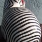 Cat Laurel Burch Style Wood Solid Black White Stripes Adorable Face