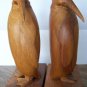 Bookends Book Ends Penguin Penquin Carved Teak Vintage