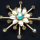 Pink Rhinestones 3D Pin Brooch Multi Petal Flower Vintage