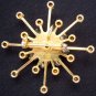 Pink Rhinestones 3D Pin Brooch Multi Petal Flower Vintage