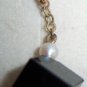Earrings Black Onyx Cube Pearl on Chain Pierced NIB