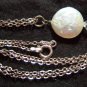 Pearl White Coin Silhouette Sterling Necklace Italy New