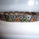 Marcasite Colored Crystals in Triangle Stretch Bracelet