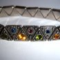 Marcasite Colored Crystals in Triangle Stretch Bracelet