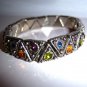 Marcasite Colored Crystals in Triangle Stretch Bracelet