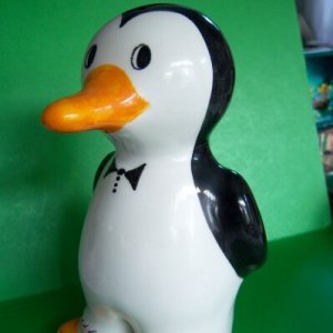Penguin Ceramic Bank Moneybox Baby Gift Vintage New