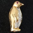 Diamonds Ruby 14K Yello Gold Diamond Penguin Brooch Pin