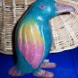 Penguin Folk Art Carved Painted Wood Fab Color Artistic