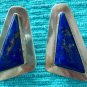 Sterling Lapis Handmade Custom Signed Triangle Earrings