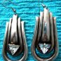 Silver & Lg Triangular CZ Long Earrings for Mom or Prom