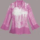 Soft Surroundings Silk Tie Dye Tee Tops Shirt Pink Misses M 8 10