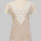 Soft Surroundings Tessoro Tee Tops Crochet Lace Short Sleeve M 10 12