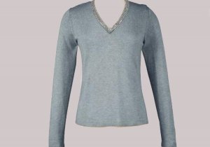 Soft Surroundings Rhinestone Silk Cashmere Sweater Misses L 14 16