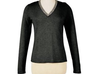 Soft Surroundings Rhinestone Silk Cashmere Sweater Misses L 14 16