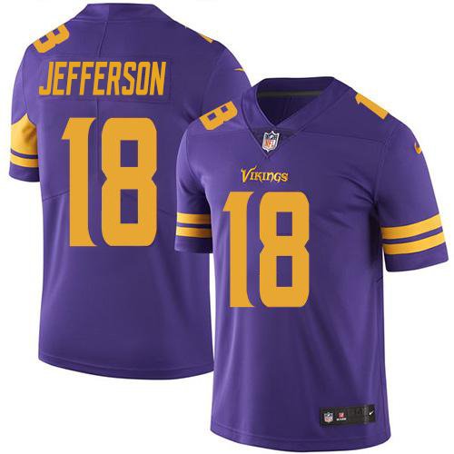 Men & Youth Justin Jefferson Vikings color rush jersey purple gold