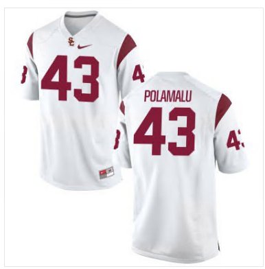Men's USC Trojans 43 Troy Polamalu College Jersey white