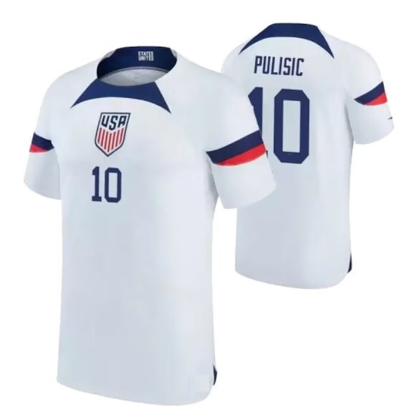 Men & Youth USA 10 PULISIC SOCEER WORLD CUP 2022 Jersey Home white