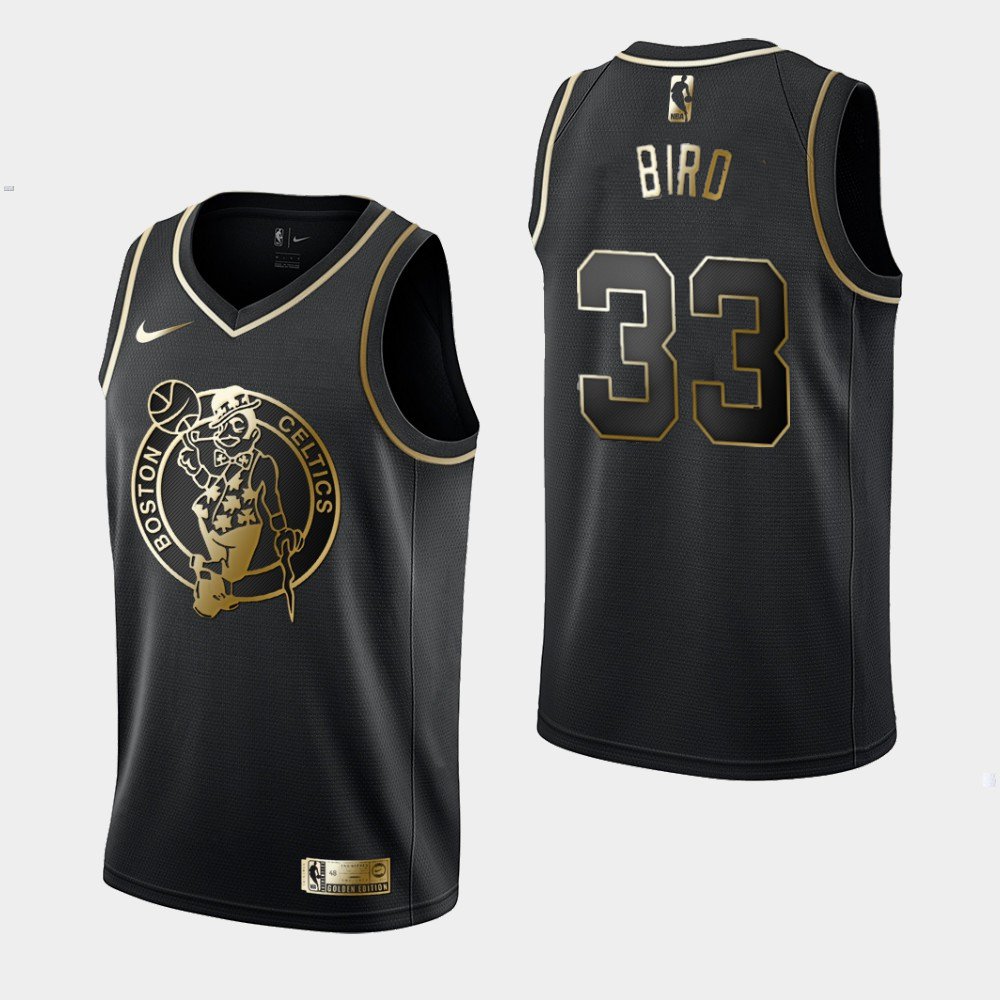Men & Youth Larry Bird  Celtics 33   jersey gold black